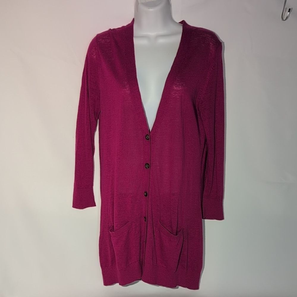 Women's Pink Cardigan Sweater ( Long )